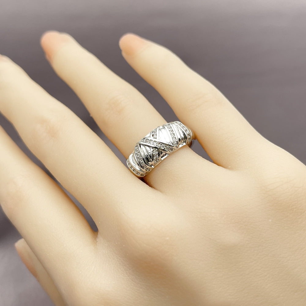 Rhodium Gold Filled Multi Stone Ring, with White Cubic Zirconia, Polished, Rhodium Finish