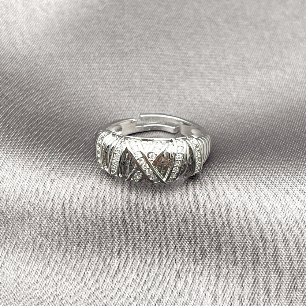 Rhodium Gold Filled Multi Stone Ring, with White Cubic Zirconia, Polished, Rhodium Finish