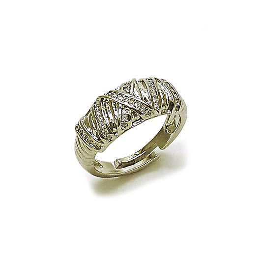 Rhodium Gold Filled Multi Stone Ring, with White Cubic Zirconia, Polished, Rhodium Finish
