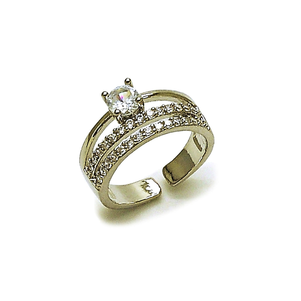 Rhodium Gold Filled Multi Stone Ring, with White Cubic Zirconia, Polished, Rhodium Finish