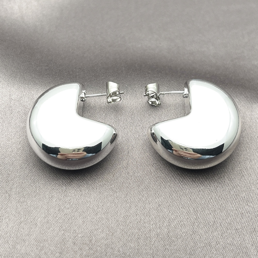 Rhodium Gold Filled Medium Hoop, Polished, Rhodium Finish