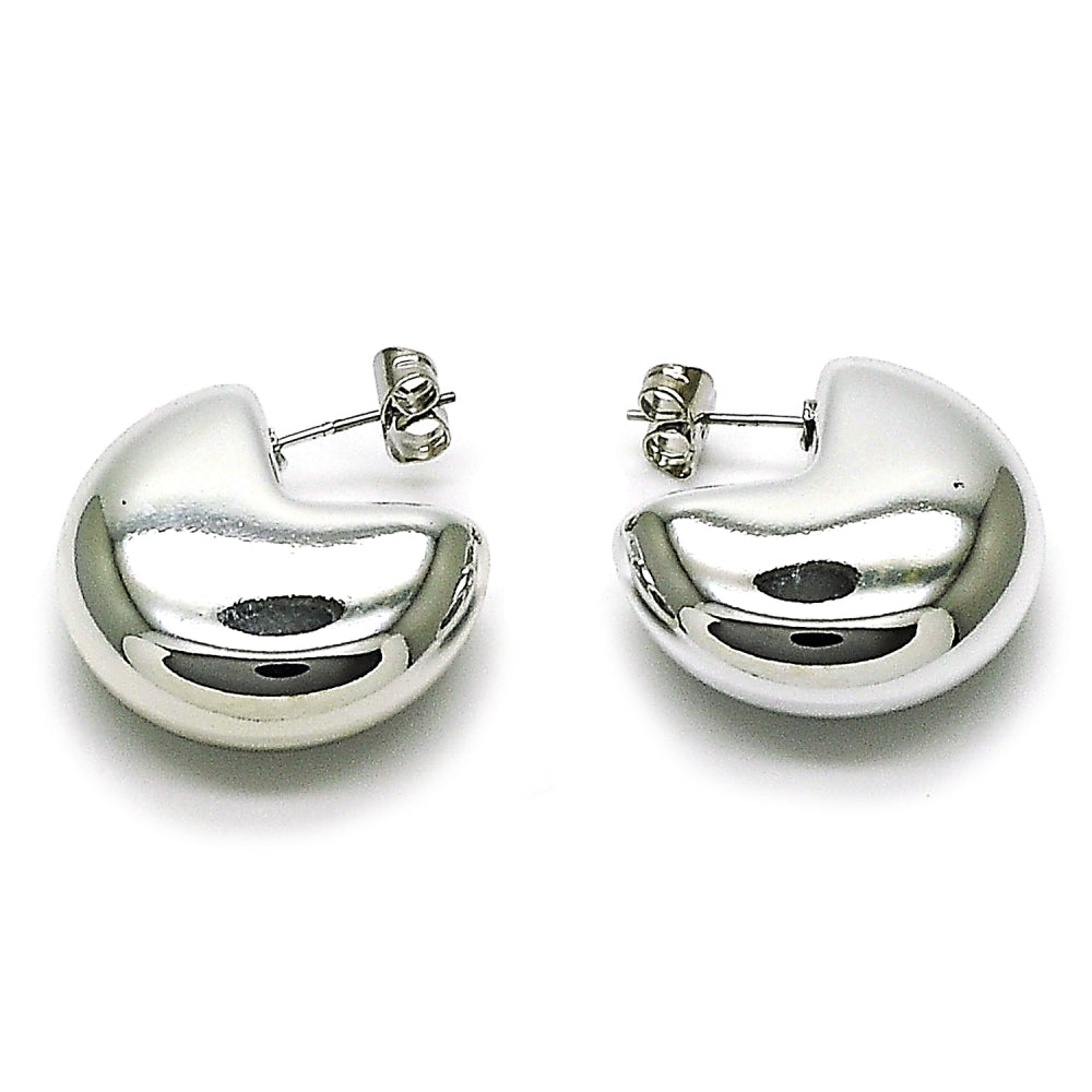 Rhodium Gold Filled Medium Hoop, Polished, Rhodium Finish