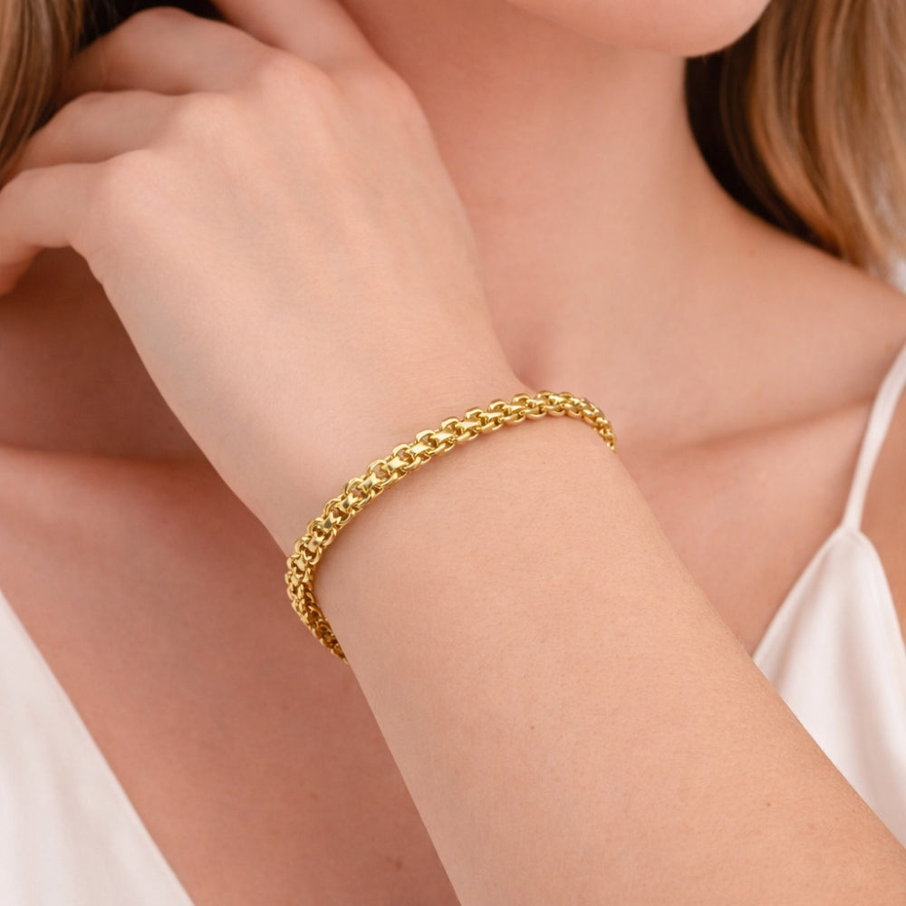 Oro Laminado Basic Bracelet, Gold Filled Style Bismark Design, Polished, Golden Finish