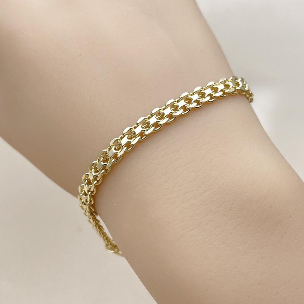 Oro Laminado Basic Bracelet, Gold Filled Style Bismark Design, Polished, Golden Finish