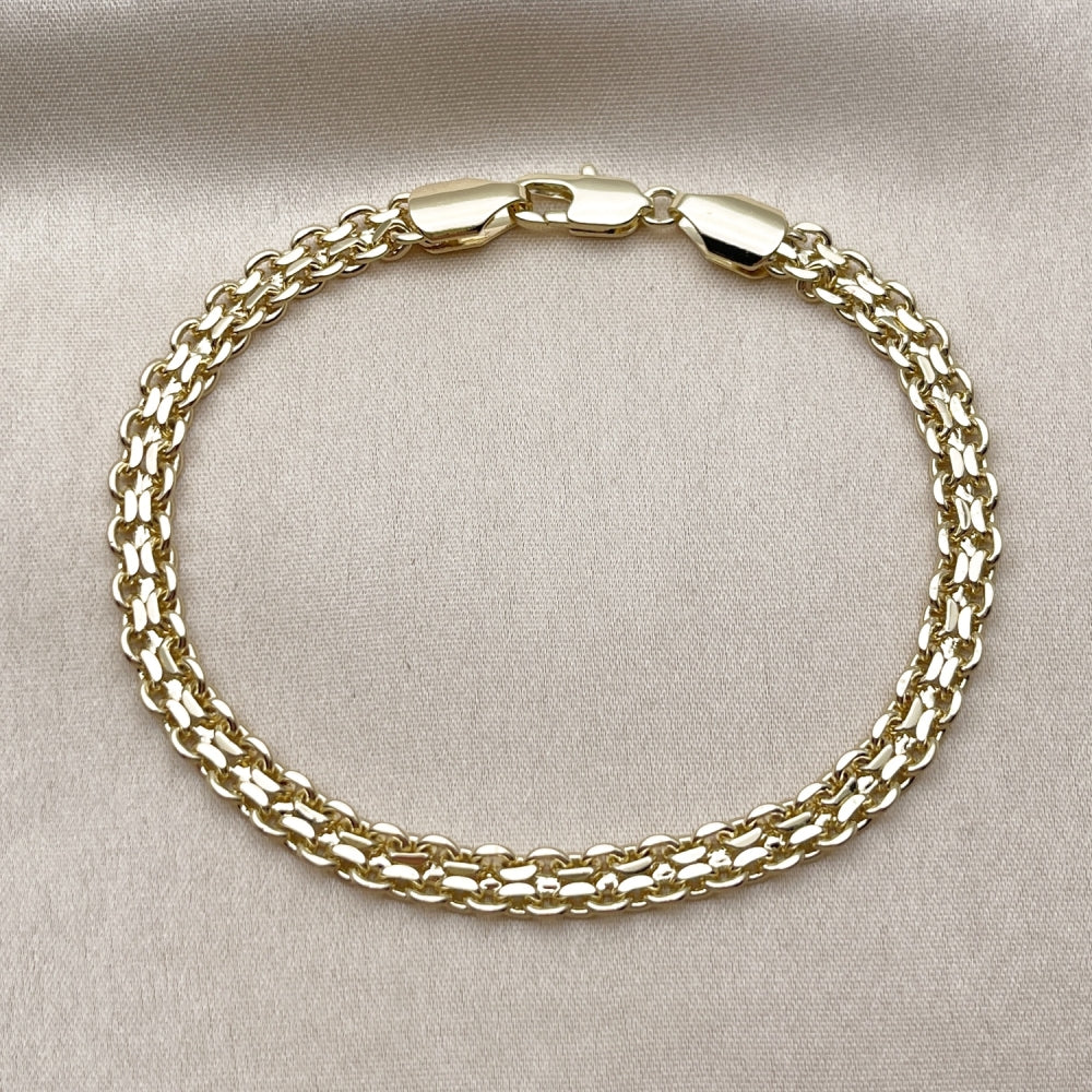 Oro Laminado Basic Bracelet, Gold Filled Style Bismark Design, Polished, Golden Finish
