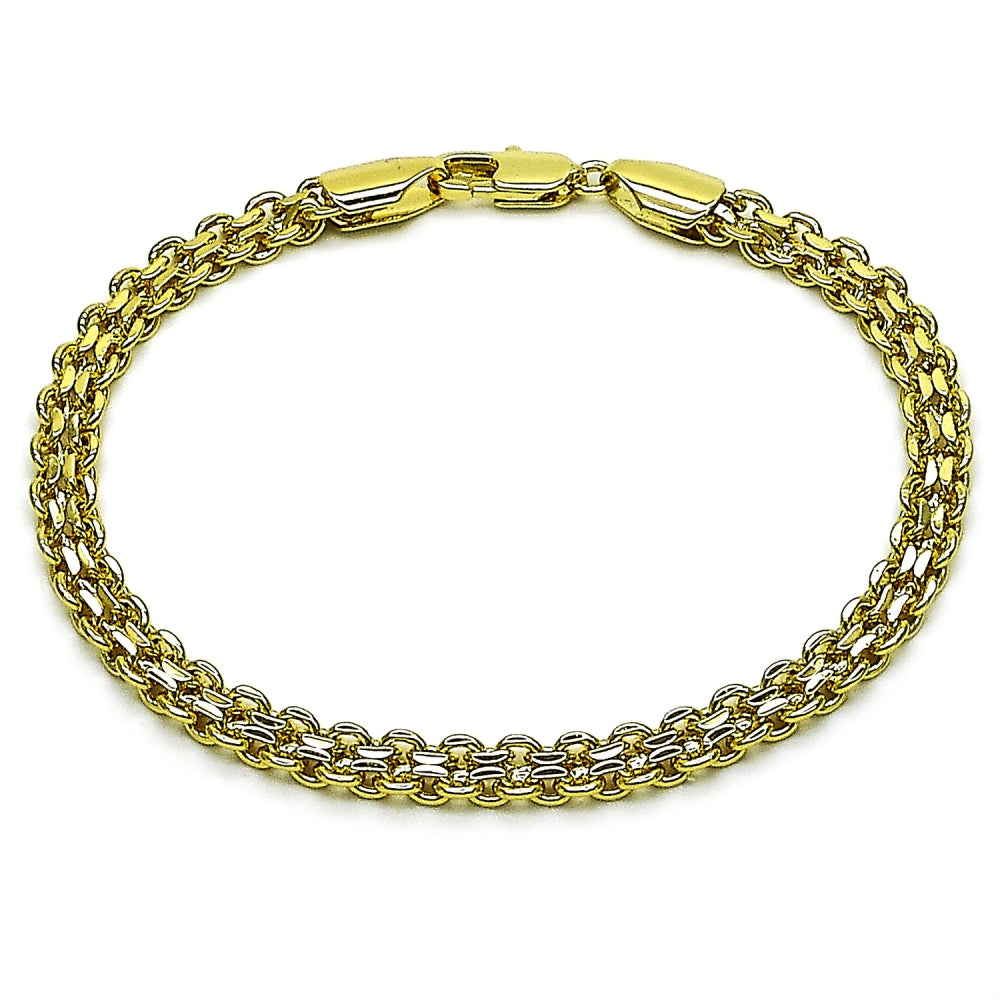 Oro Laminado Basic Bracelet, Gold Filled Style Bismark Design, Polished, Golden Finish