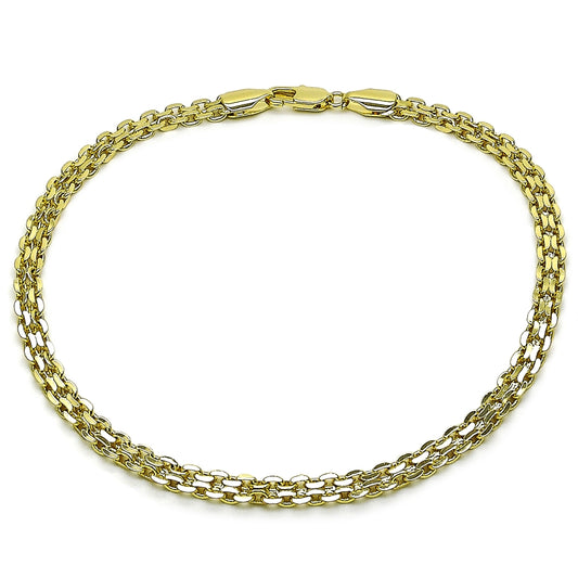 Oro Laminado Basic Anklet, Gold Filled Style Bismark Design, Polished, Golden Finish