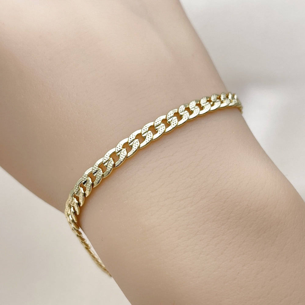 Oro Laminado Basic Bracelet, Gold Filled Style Concave Cuban Design, Polished, Golden Finish