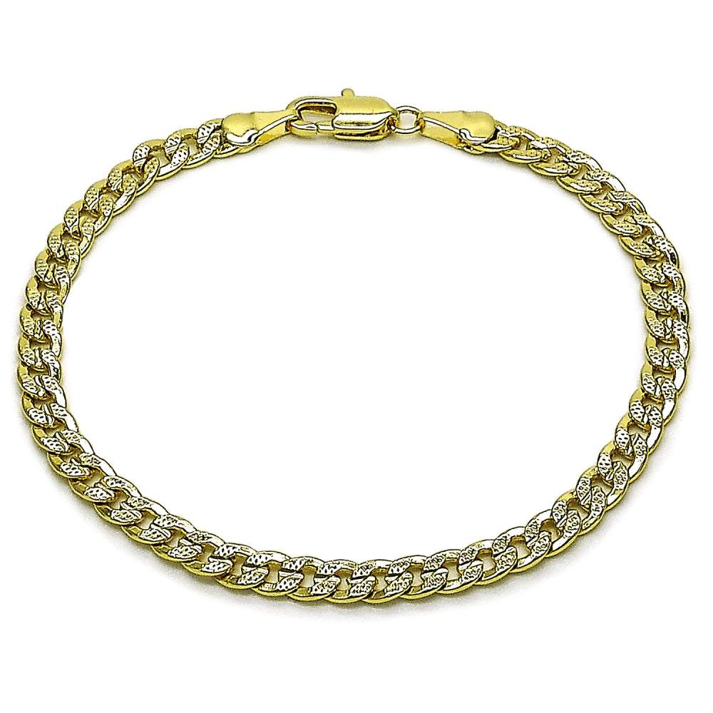 Oro Laminado Basic Bracelet, Gold Filled Style Concave Cuban Design, Polished, Golden Finish