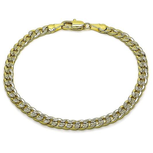 Oro Laminado Basic Bracelet, Gold Filled Style Concave Cuban Design, Polished, Golden Finish
