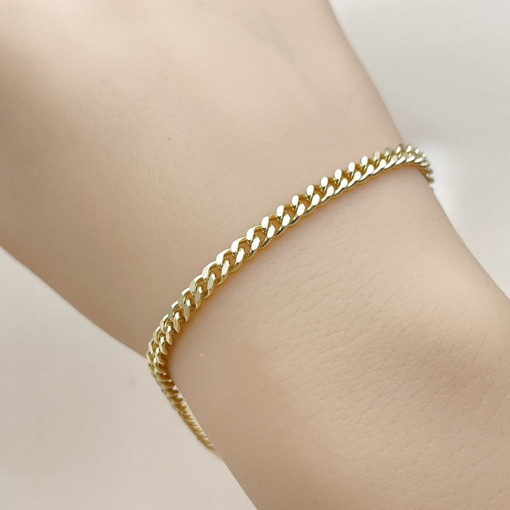 Oro Laminado Fancy Bracelet, Gold Filled Style Miami Cuban Design, Polished, Golden Finish