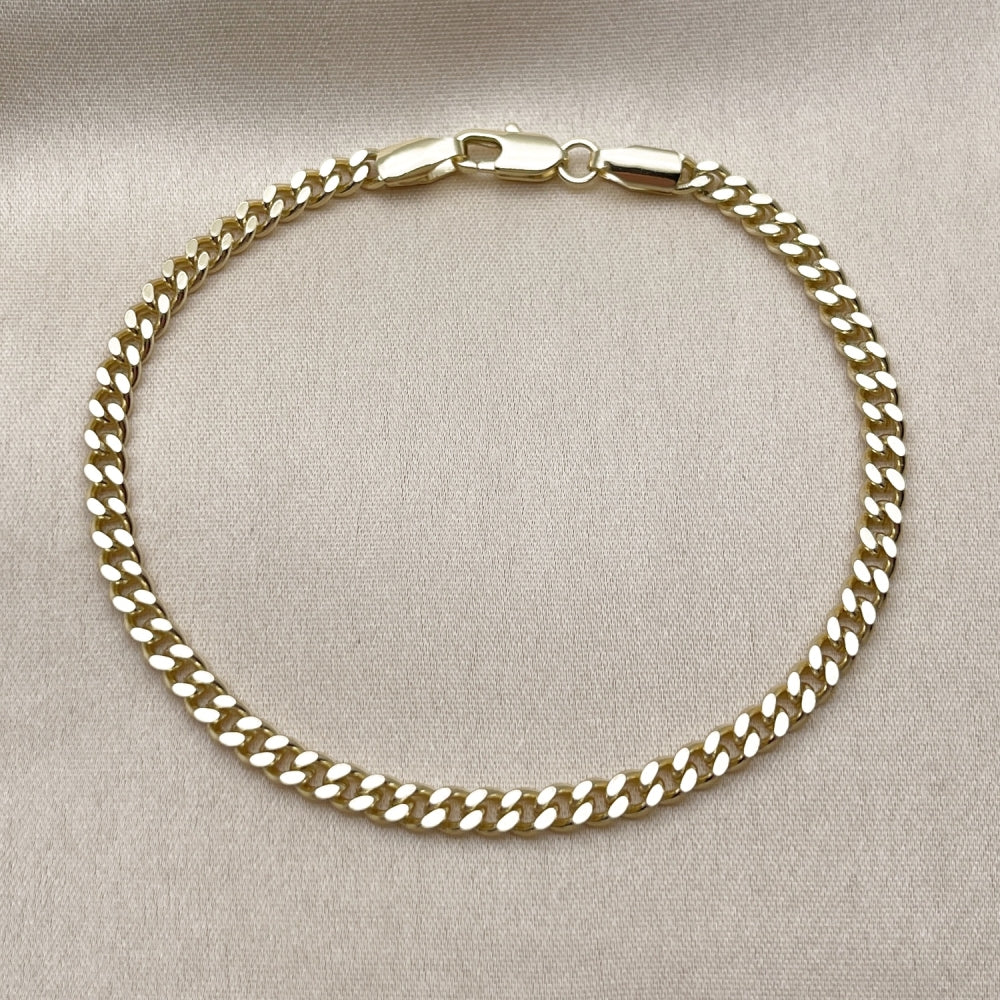 Oro Laminado Fancy Bracelet, Gold Filled Style Miami Cuban Design, Polished, Golden Finish