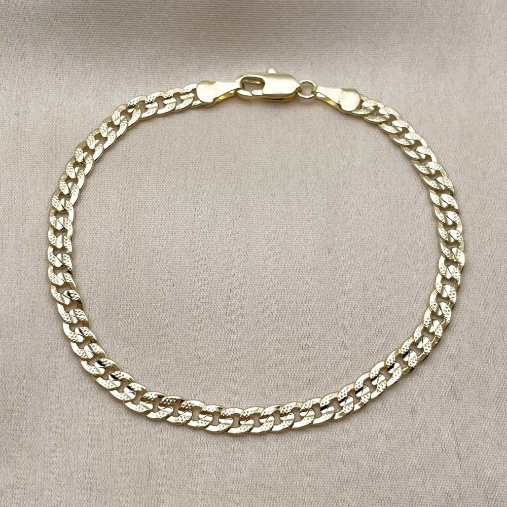 Oro Laminado Basic Bracelet, Gold Filled Style Concave Cuban Design, Polished, Golden Finish