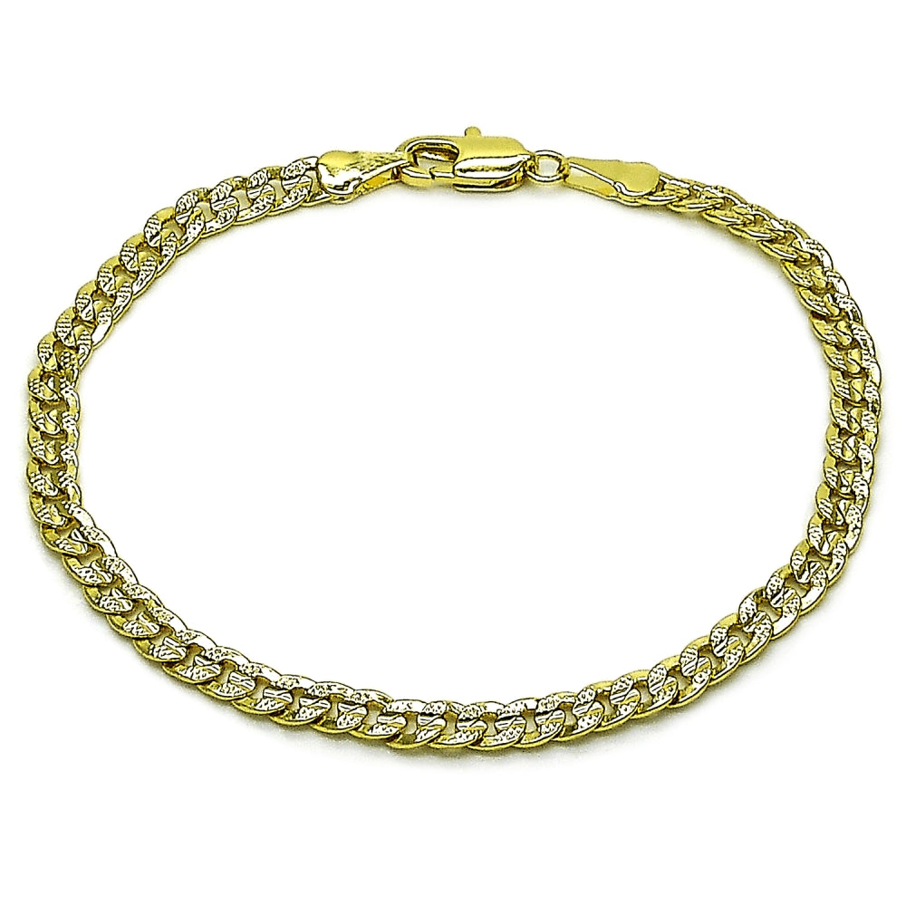 Oro Laminado Basic Bracelet, Gold Filled Style Concave Cuban Design, Polished, Golden Finish