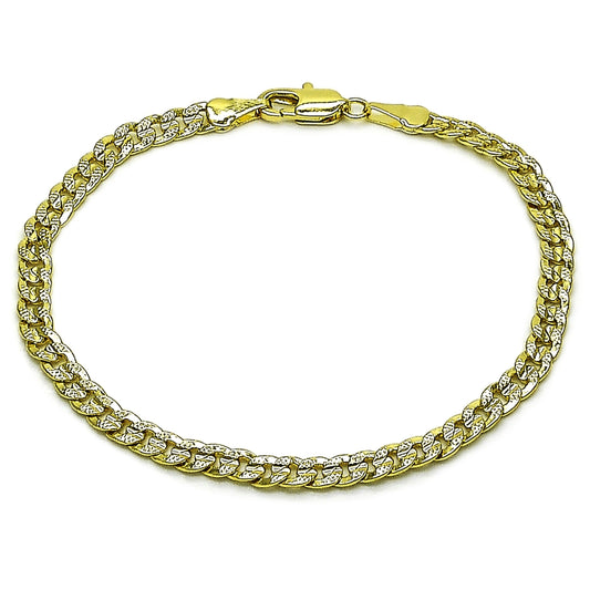 Oro Laminado Basic Bracelet, Gold Filled Style Concave Cuban Design, Polished, Golden Finish