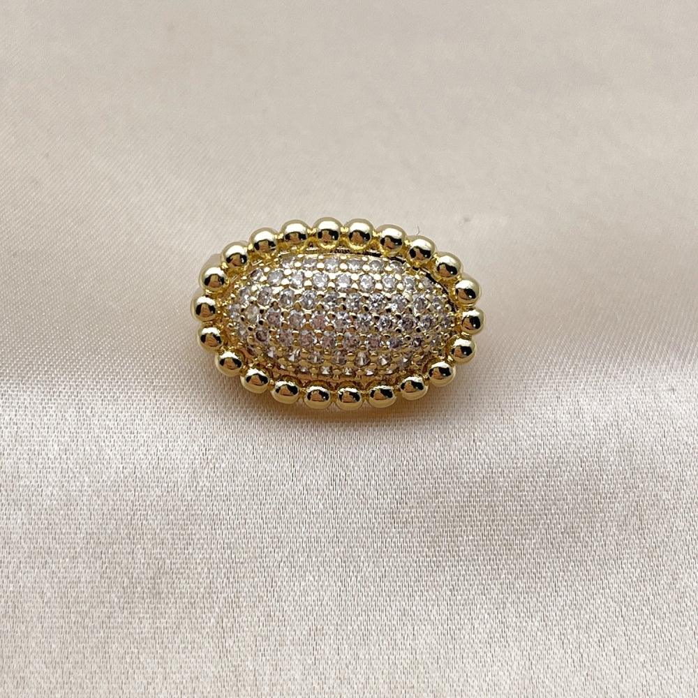 Oro Laminado Multi Stone Ring, Gold Filled Style with White Cubic Zirconia, Polished, Golden Finish