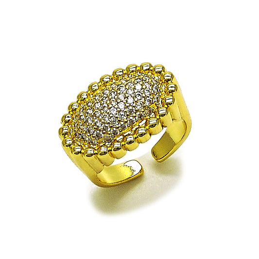 Oro Laminado Multi Stone Ring, Gold Filled Style with White Cubic Zirconia, Polished, Golden Finish