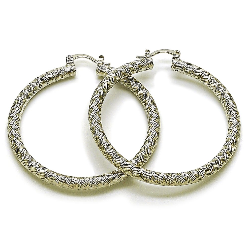 Rhodium Gold Filled Large Hoop, Diamond Cutting Finish, Rhodium Finish