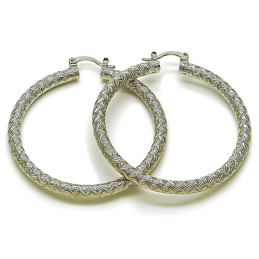 Rhodium Gold Filled Large Hoop, Diamond Cutting Finish, Rhodium Finish