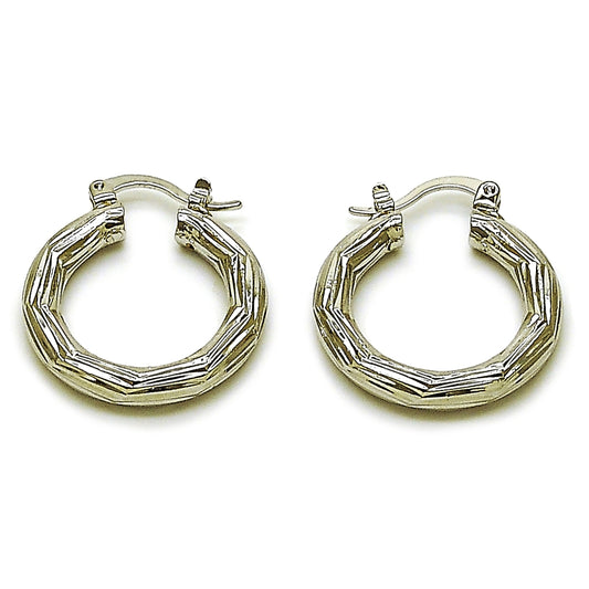 Rhodium Gold Filled Small Hoop, Diamond Cutting Finish, Rhodium Finish