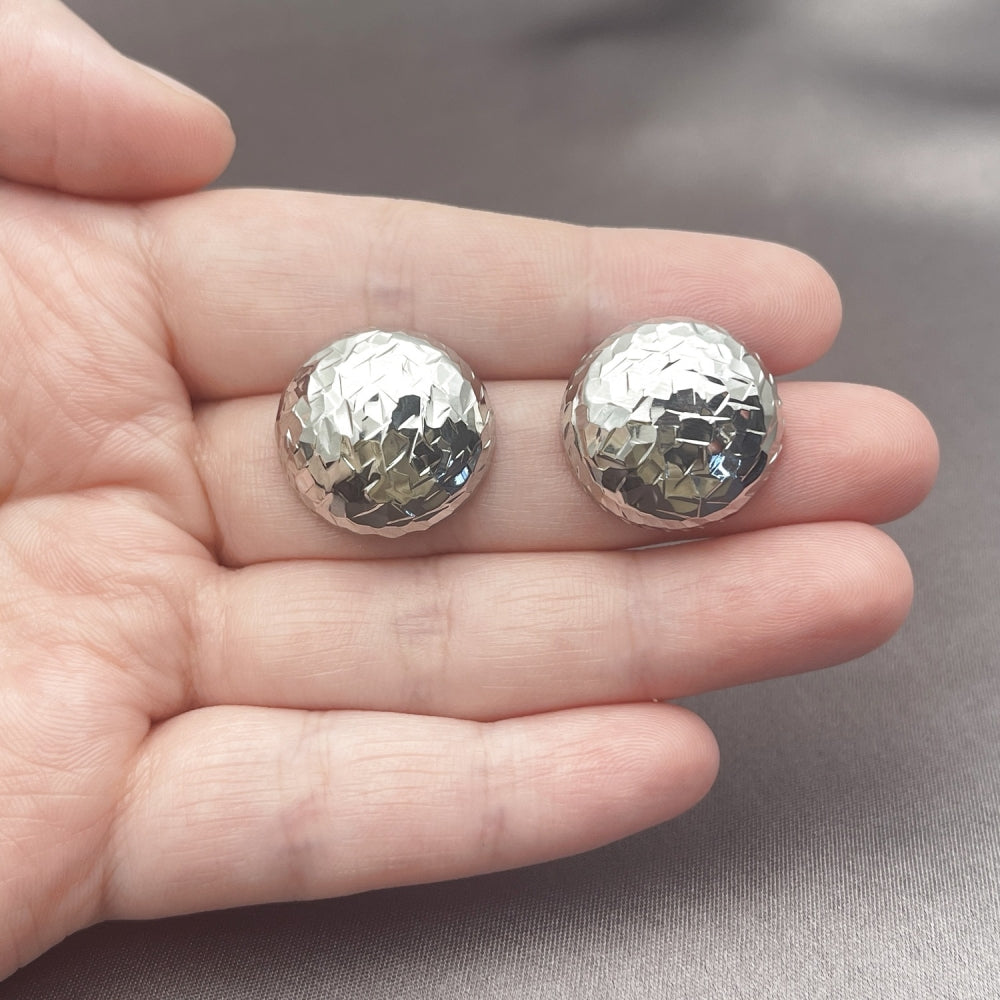 Rhodium Gold Filled Stud Earring, Diamond Cutting Finish, Rhodium Finish