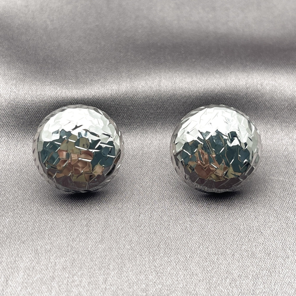 Rhodium Gold Filled Stud Earring, Diamond Cutting Finish, Rhodium Finish