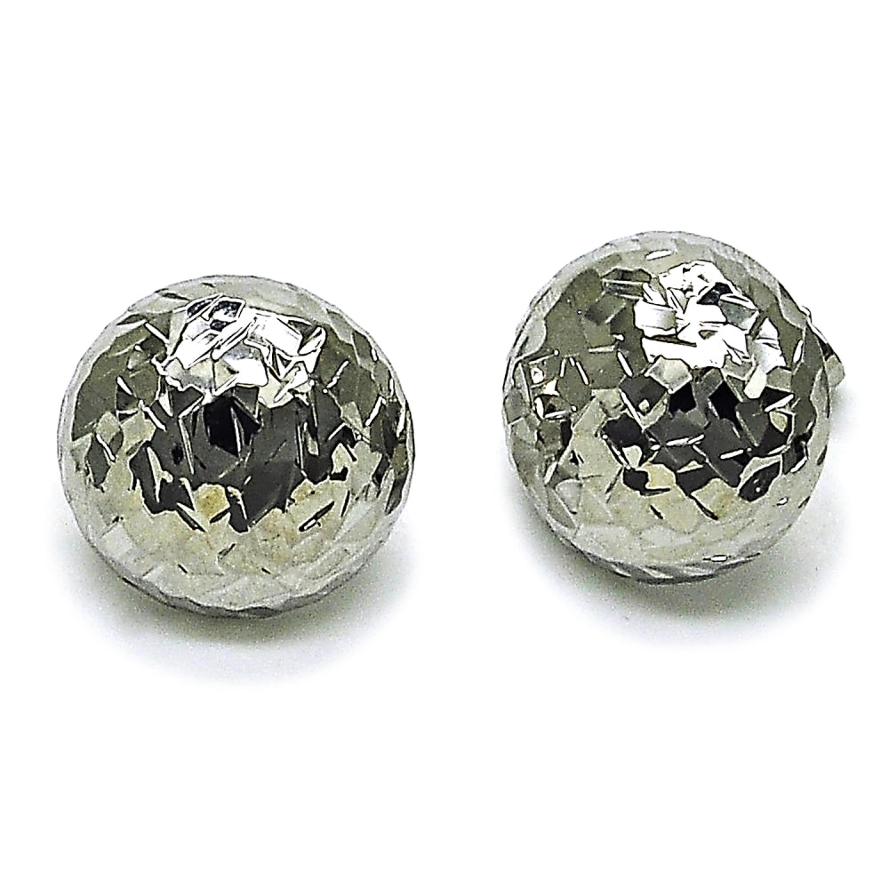 Rhodium Gold Filled Stud Earring, Diamond Cutting Finish, Rhodium Finish