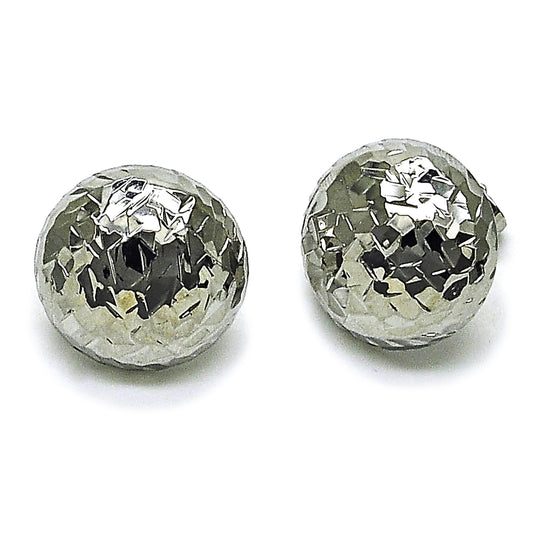 Rhodium Gold Filled Stud Earring, Diamond Cutting Finish, Rhodium Finish