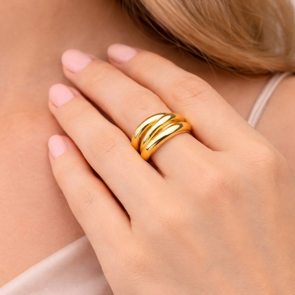 Oro Laminado Elegant Ring, Gold Filled Style Polished, Golden Finish