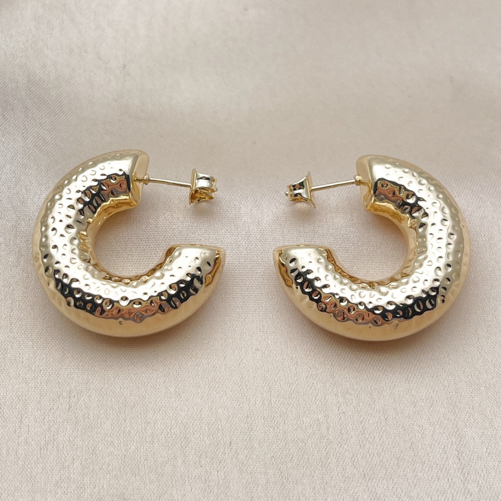 Oro Laminado Medium Hoop, Gold Filled Style Hollow Design, Polished, Golden Finish