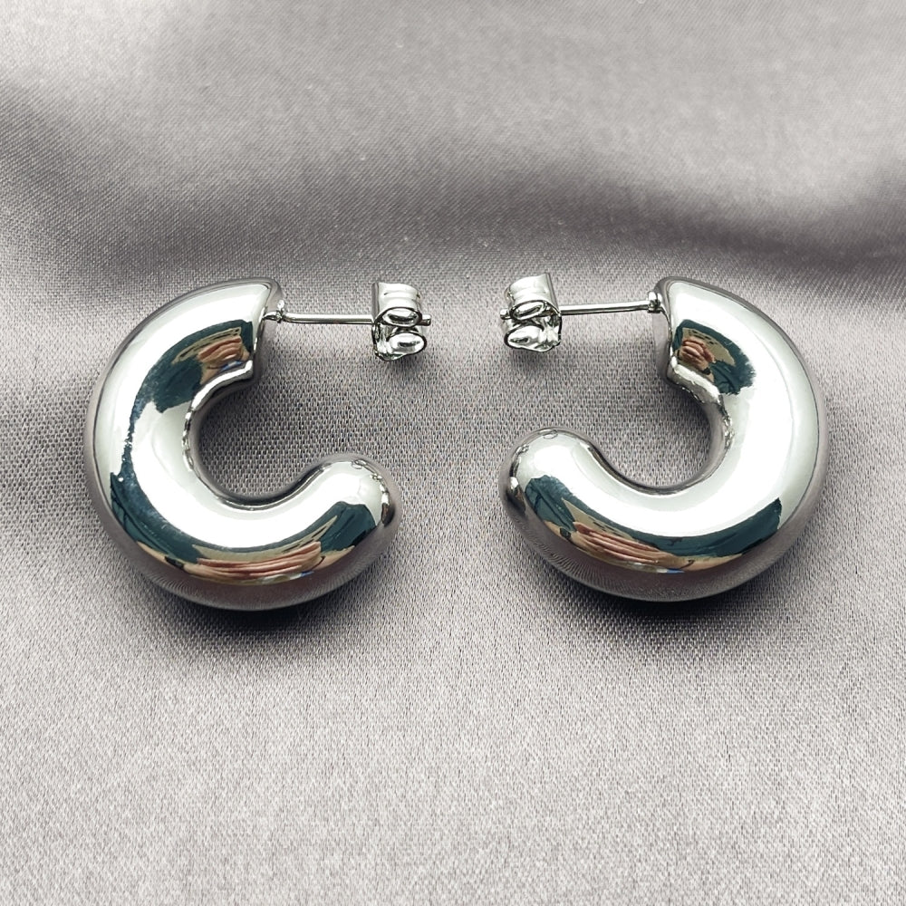 Rhodium Gold Filled Medium Hoop, Polished, Rhodium Finish