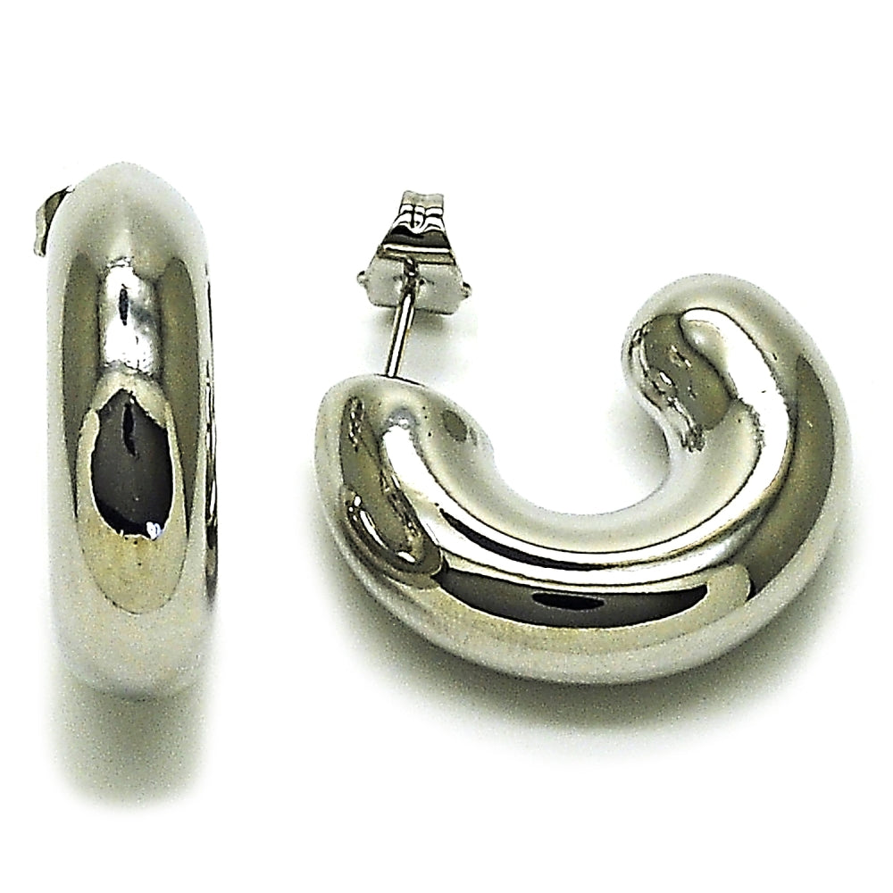 Rhodium Gold Filled Medium Hoop, Polished, Rhodium Finish