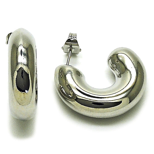 Rhodium Gold Filled Medium Hoop, Polished, Rhodium Finish