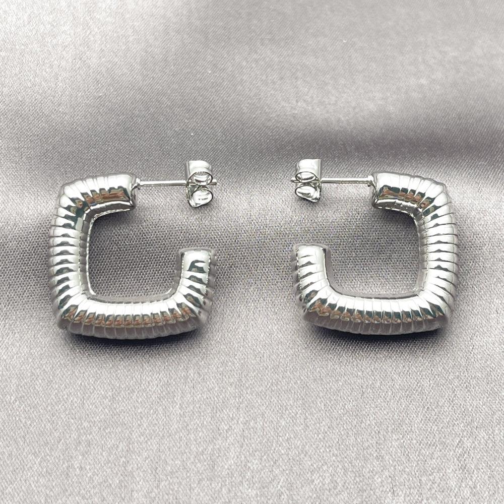 Rhodium Gold Filled Small Hoop, Hollow Design, Polished, Rhodium Finish