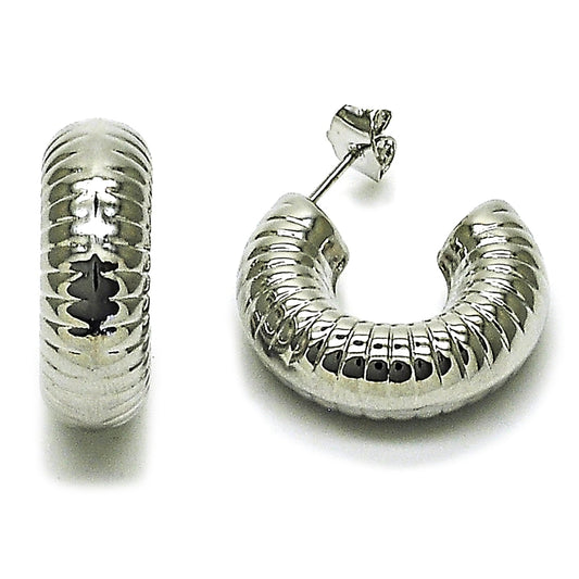 Rhodium Gold Filled Stud Earring, Hollow Design, Diamond Cutting Finish, Rhodium Finish