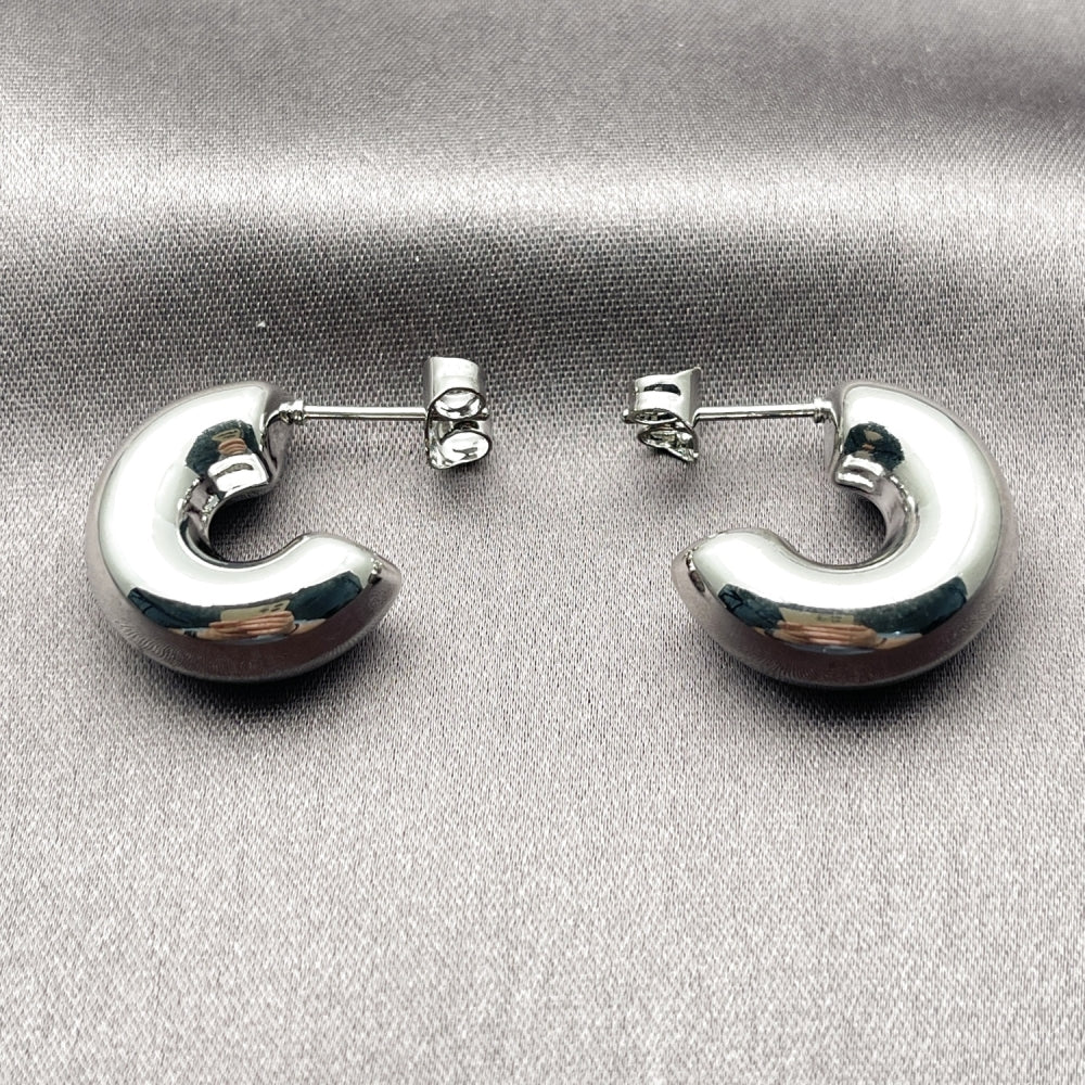 Rhodium Gold Filled Stud Earring, Hollow Design, Polished, Rhodium Finish