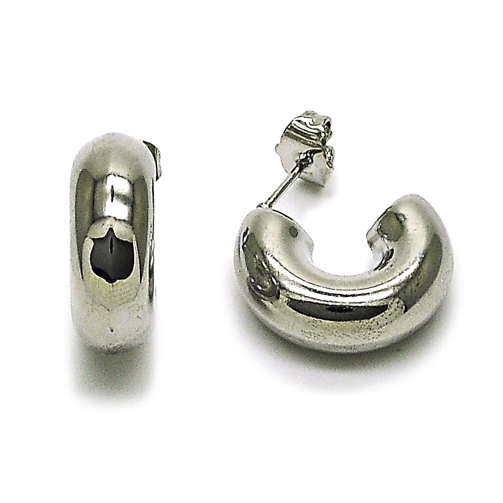 Rhodium Gold Filled Stud Earring, Hollow Design, Polished, Rhodium Finish