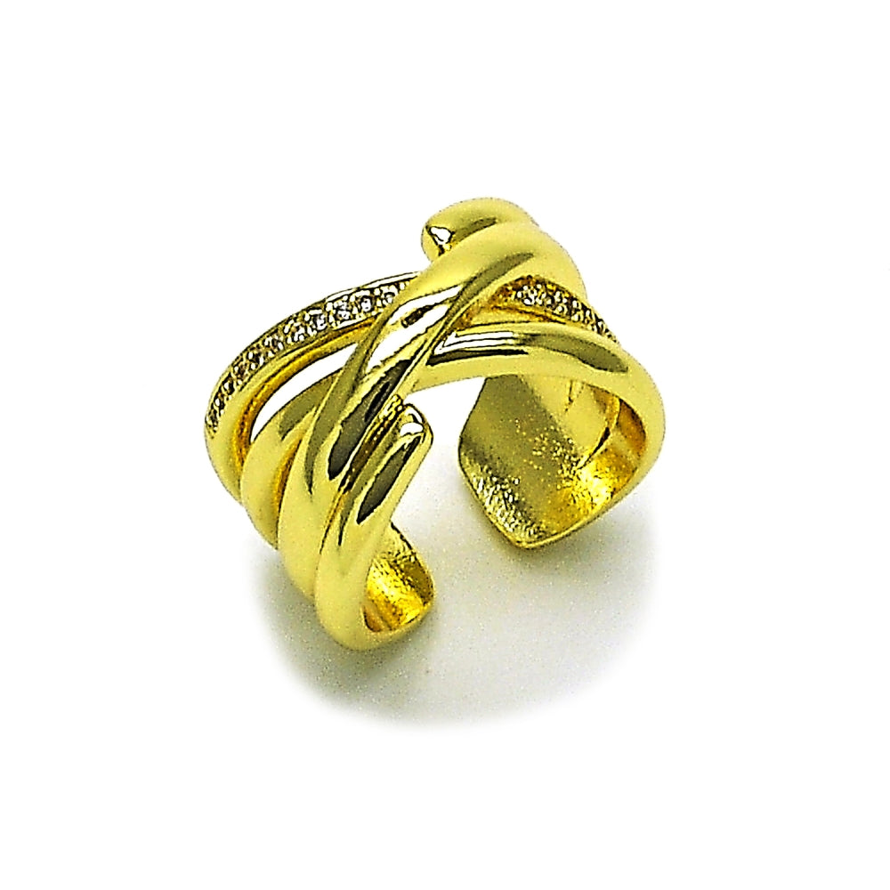 Oro Laminado Multi Stone Ring, Gold Filled Style with White Micro Pave, Polished, Golden Finish