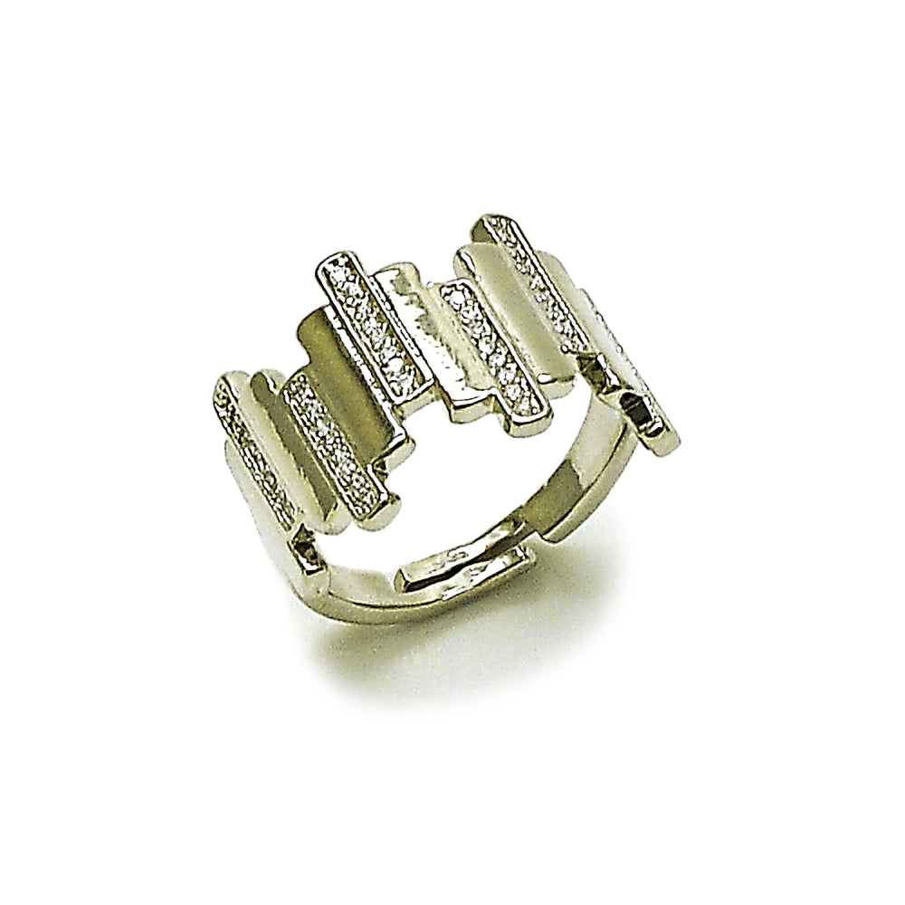 Rhodium Gold Filled Multi Stone Ring, with White Micro Pave, Polished, Rhodium Finish