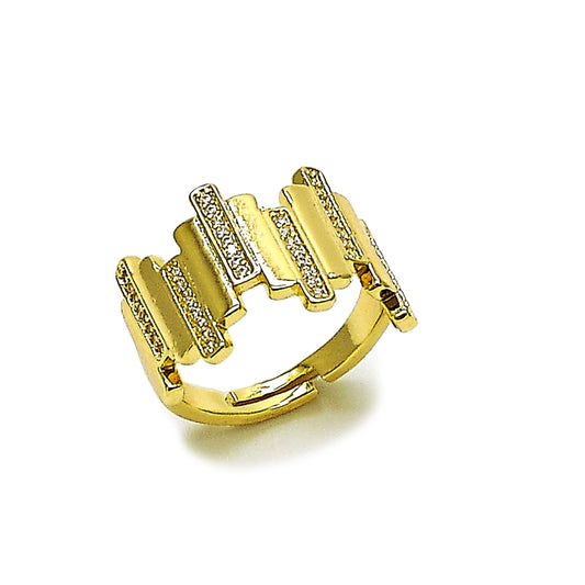 Oro Laminado Multi Stone Ring, Gold Filled Style with White Micro Pave, Polished, Golden Finish