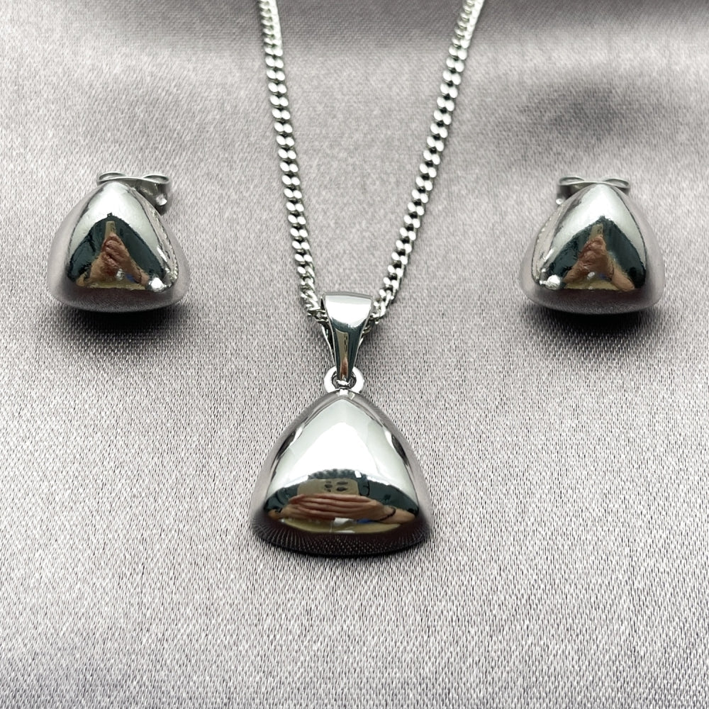 Rhodium Gold Filled Earring and Pendant Adult Set, Polished, Rhodium Finish