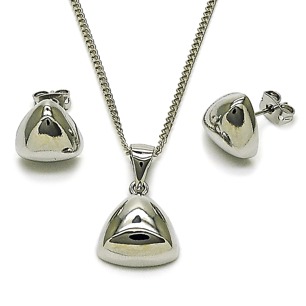 Rhodium Gold Filled Earring and Pendant Adult Set, Polished, Rhodium Finish