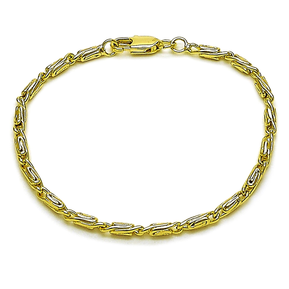 Oro Laminado Basic Bracelet, Gold Filled Style Paperclip Design, Polished, Golden Finish