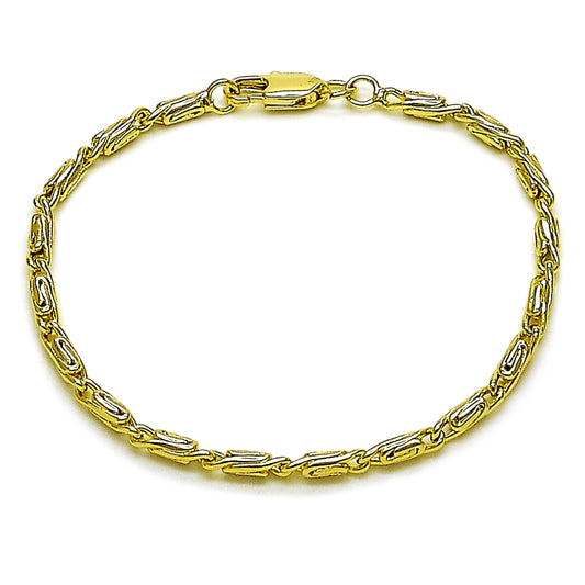 Oro Laminado Basic Bracelet, Gold Filled Style Paperclip Design, Polished, Golden Finish