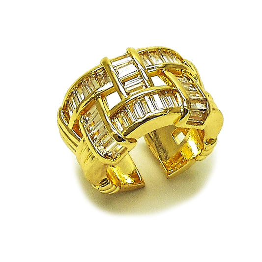 Oro Laminado Multi Stone Ring, Gold Filled Style Baguette Design, with White Cubic Zirconia, Polished, Golden Finish