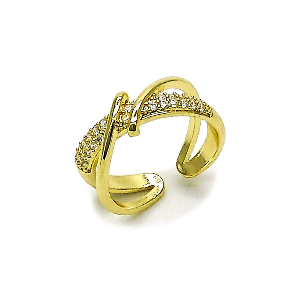 Oro Laminado Multi Stone Ring, Gold Filled Style with White Micro Pave, Polished, Golden Finish