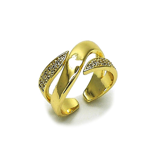 Oro Laminado Multi Stone Ring, Gold Filled Style with White Cubic Zirconia, Polished, Golden Finish