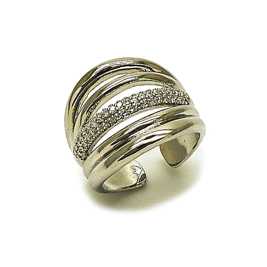 Rhodium Gold Filled Multi Stone Ring, with White Micro Pave, Polished, Rhodium Finish