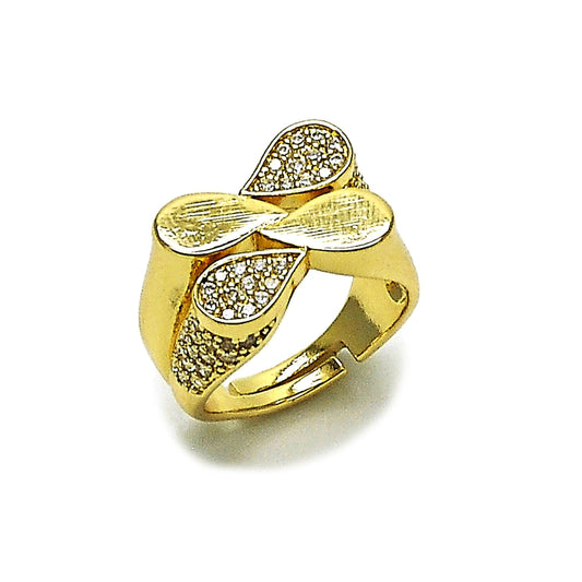 Oro Laminado Multi Stone Ring, Gold Filled Style Teardrop Design, with White Cubic Zirconia, Polished, Golden Finish