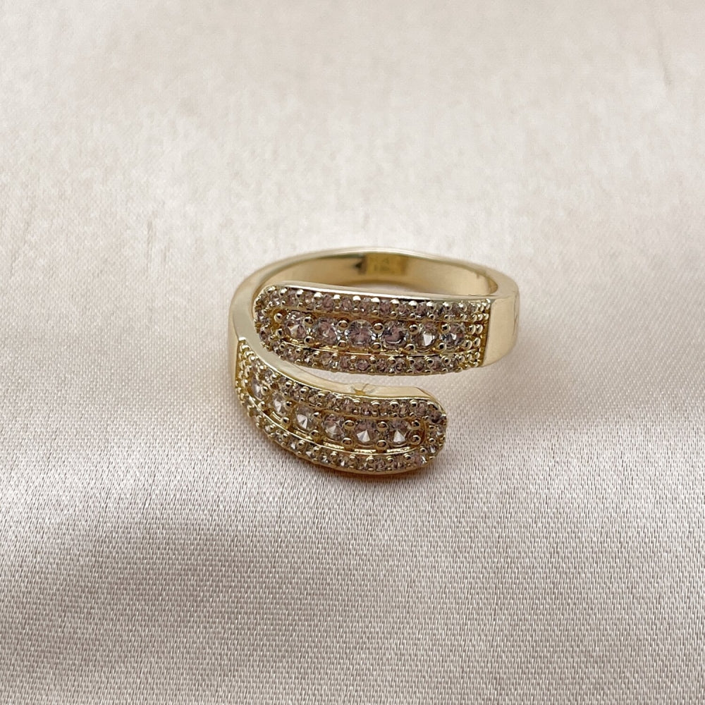 Oro Laminado Multi Stone Ring, Gold Filled Style Cluster and Teardrop Design, with White Cubic Zirconia, Polished, Golden Finish